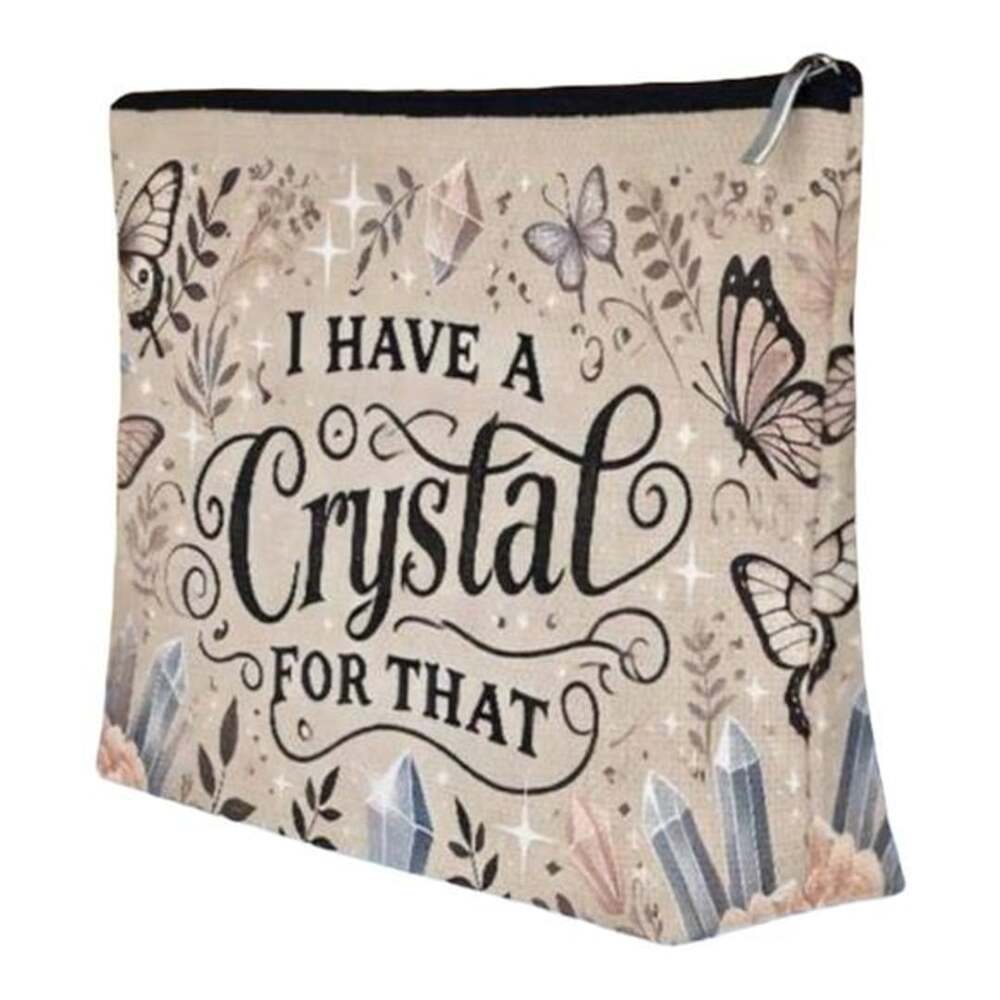 Beige Crystal ‘I Have A Crystal For That’ Travel Cosmetic Bag - Picture 2 of 3
